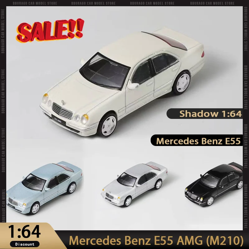 New In Stock 1:64 Shadow Mercedes Benz E55 AMG (M210) Car Alloy Miniature Diecast Mercedes Benz Ornaments Custom Toys Kids Gifts