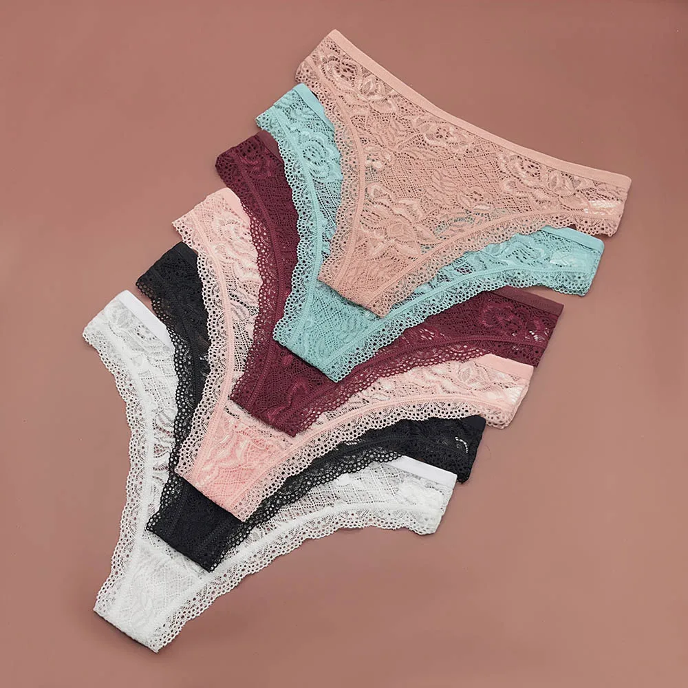

Moonflame 5Pcs Lace Thong For Women Low Rise Soft Intimates Lingerie Sexy Lace Panties Ladies Comfortable Underpants Girls Panty
