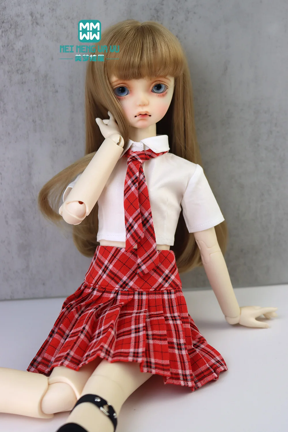 Bjd人形服43-60cm 1/4 1/3,関節式ボール人形,学校用制服スカート,プリーツスカート,半袖シャツ