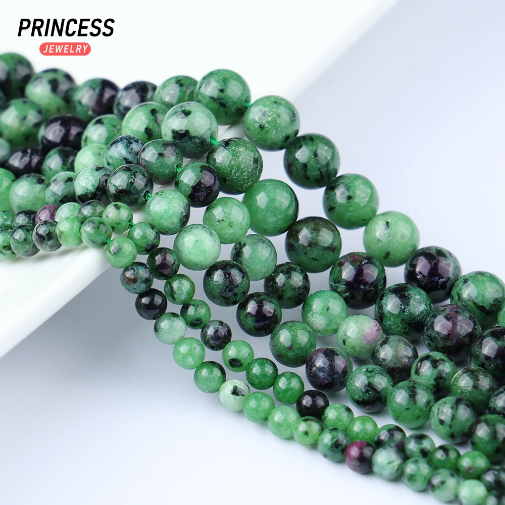 A+ Natural Ruby Zoisite Epidote 4 6 8 10mm Loose Beads for Jewelry Making Bracelet Necklace DIY Accessories Wholesale