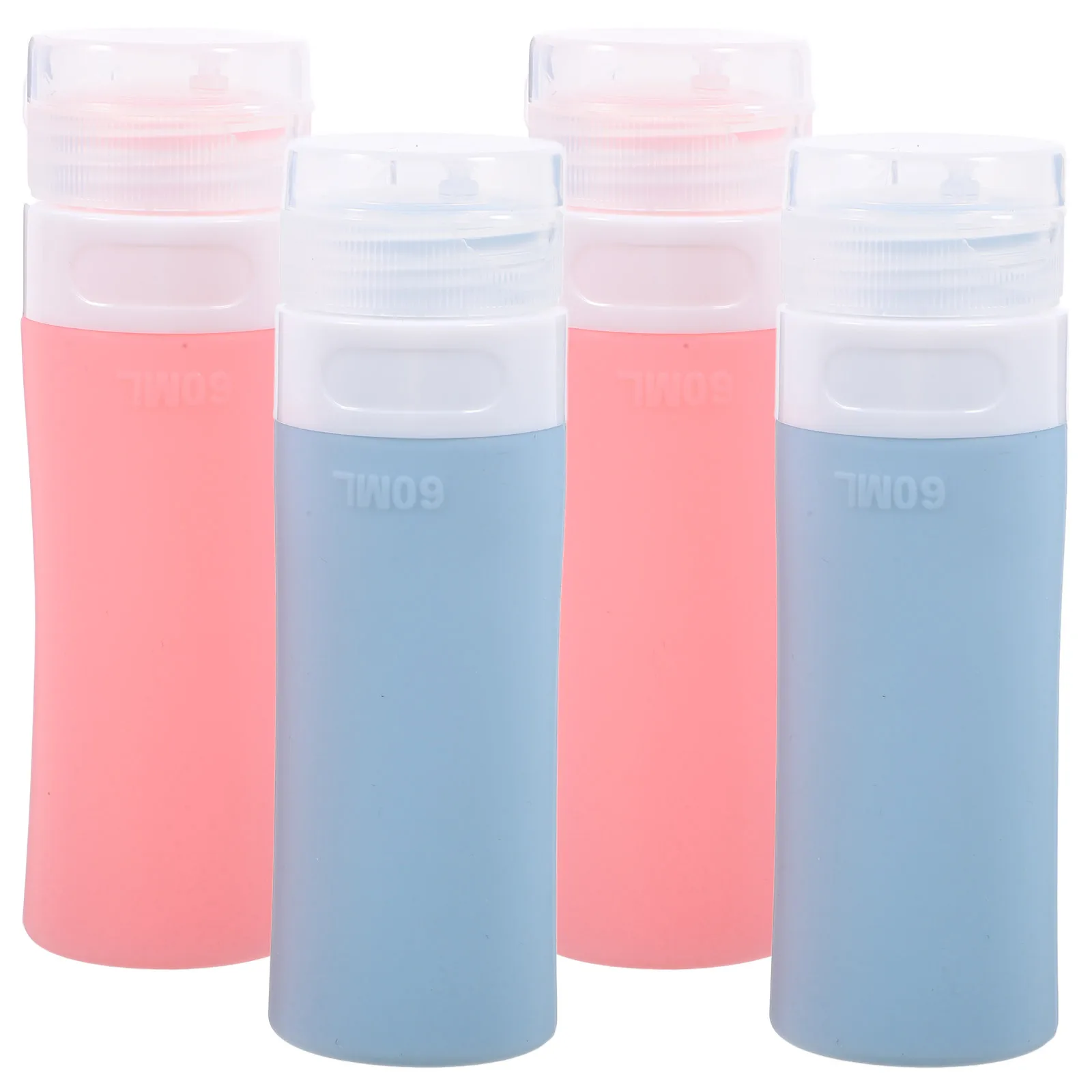 

4pcs 60Ml Travel Bottles Silicone Refillable Portable Containers Squeezable Leakproof For Shampoo Toiletry Subpackagetoiletry