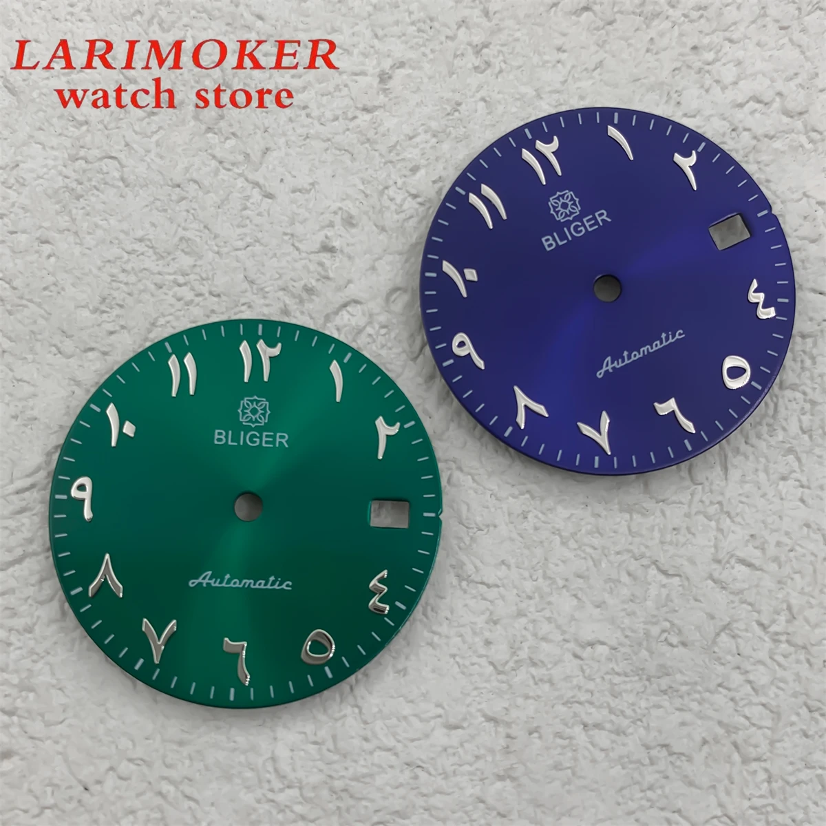 BLIGER 29mm 아랍어 영숫자 3포인트 캘린더 창 NH35 NH36 무브먼트용 무균 다이얼