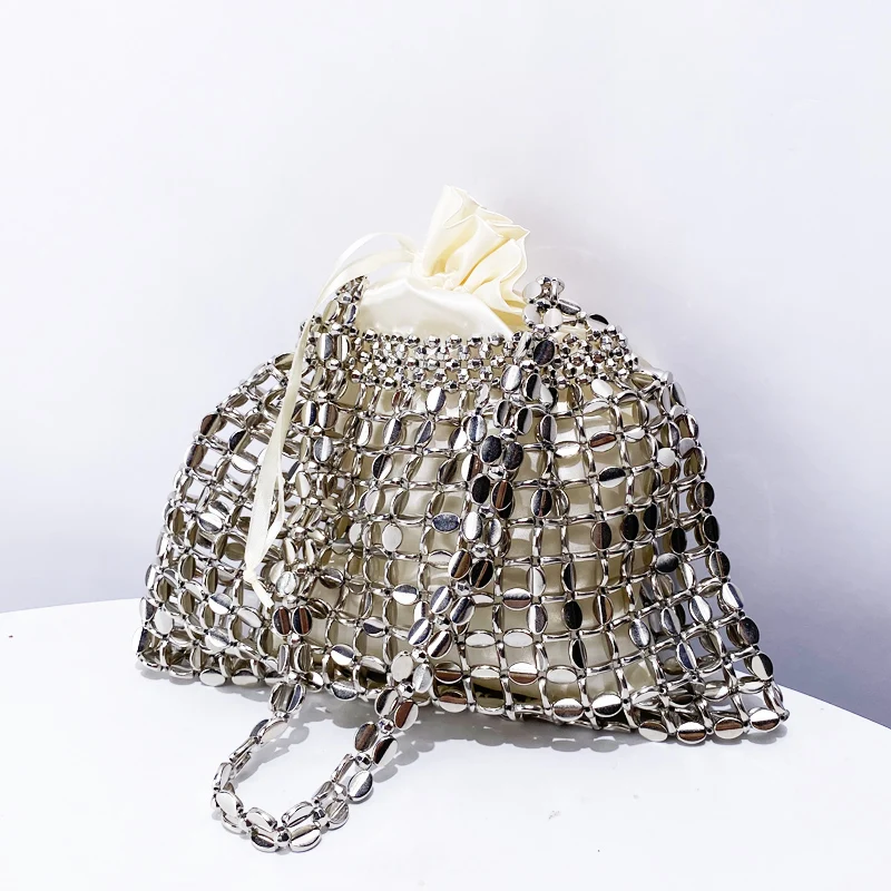 Hollow Out Evening Bags For Women Luxury Designer Handbags Purses 2024 New In PC Braided Glossy With Inner Pocket Small Shoulder