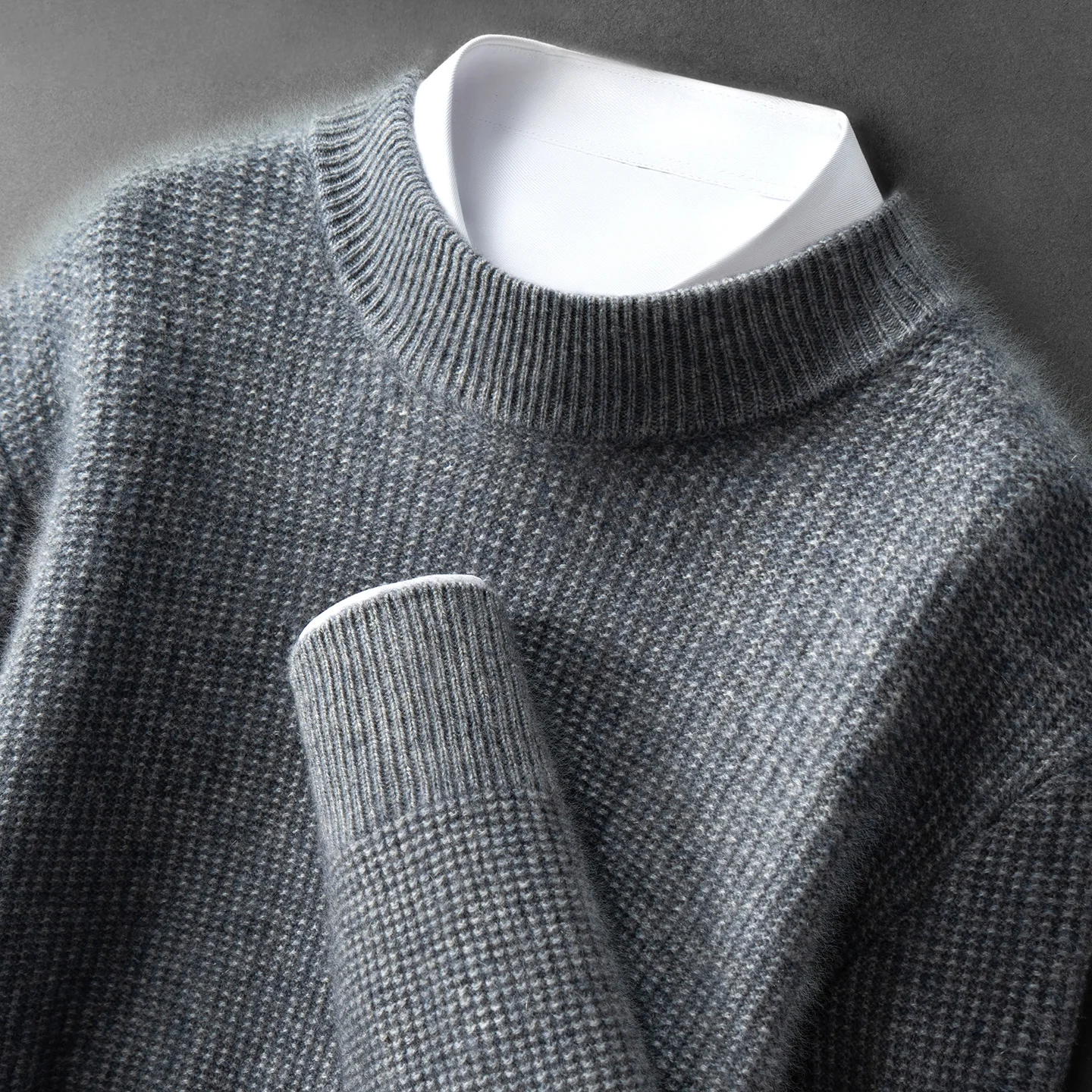 ZOCEPT Maglione da uomo in cashmere di alta qualità invernale addensato caldo lavorato a maglia a costine business casual pullover maglione con collo a lupetto