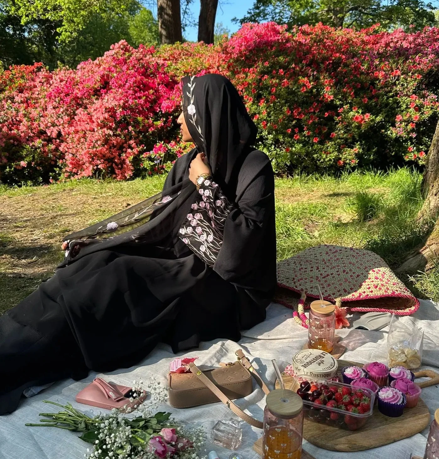 عباية كيمونو مطرزة دبي فاخرة مسلمة زهرة سوداء عبايات سعودية مفتوحة للنساء فستان حجاب قفطان ملابس إسلامية رمضان #6