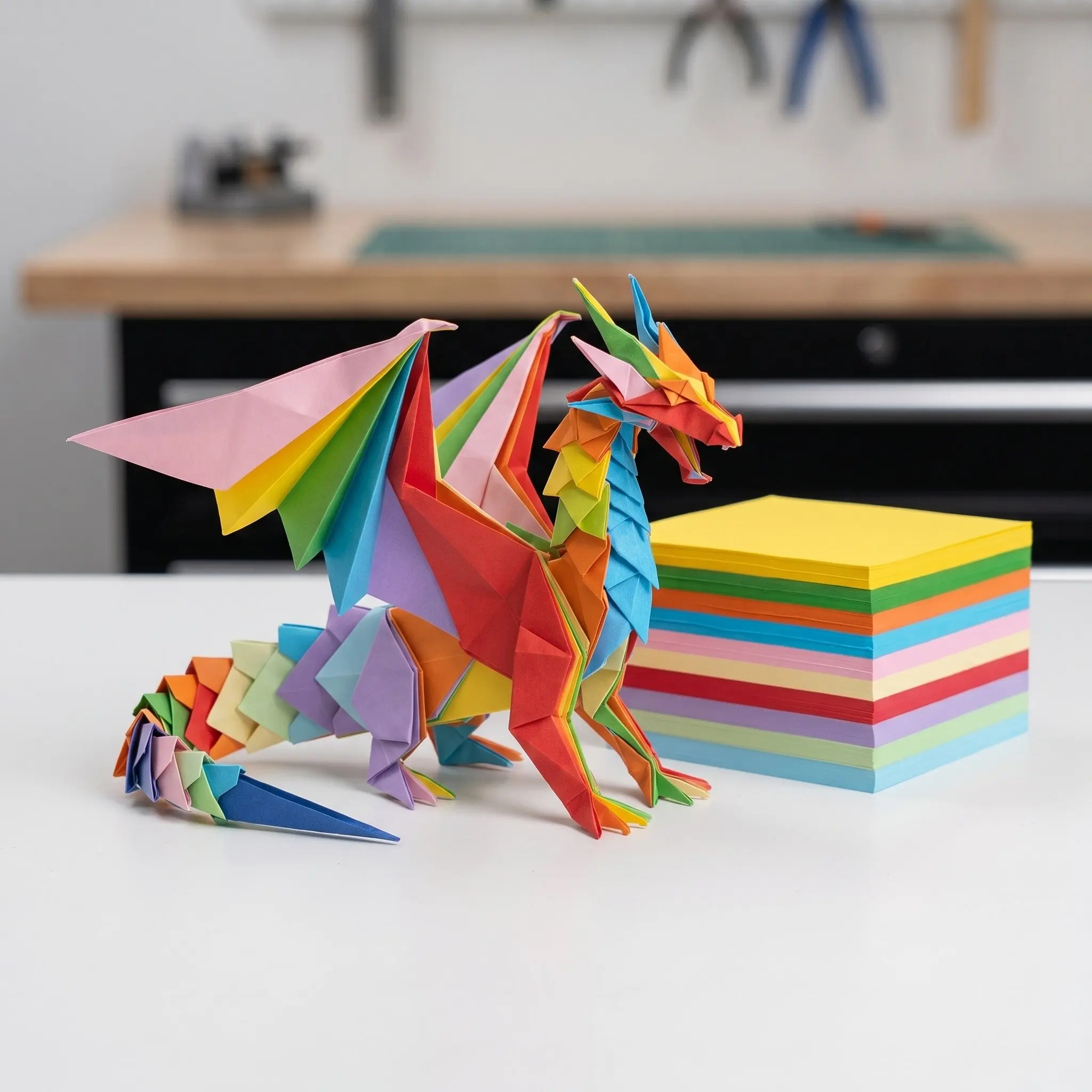 1000枚入り-カラフル折り紙セット-10x10cm-正方形折り紙-プレミアム厚手-鮮やかな色-クラスルーム折り紙キット用