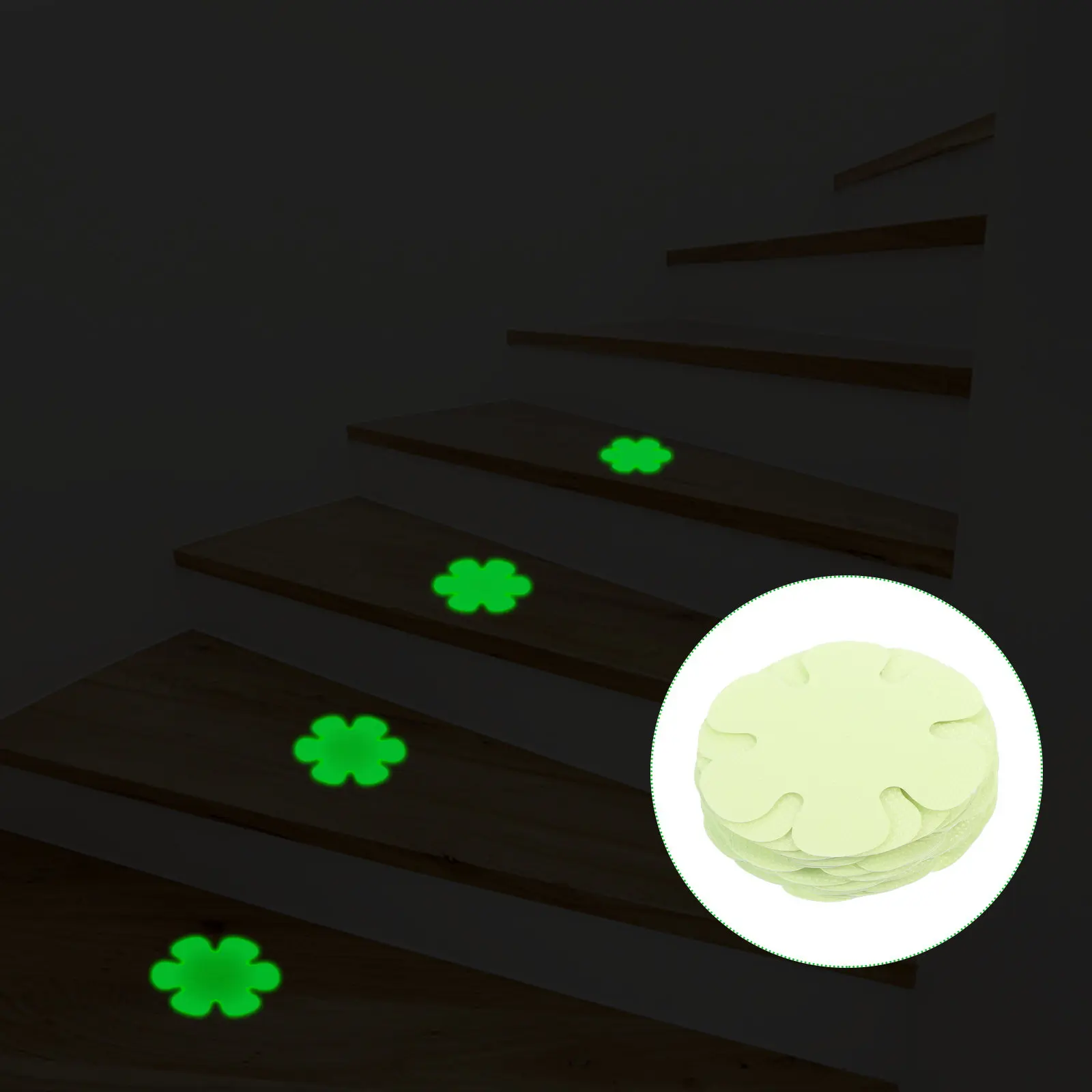 20Sheets Luminous Reflective Safety Tape Fluorescent Warning Anti-Skid Tape Stairs Floor Steps Visibility Enhancer