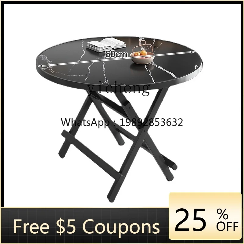 

ZZ Folding Table Small Apartment Rental Dormitory Dining Table round Table Household Dining