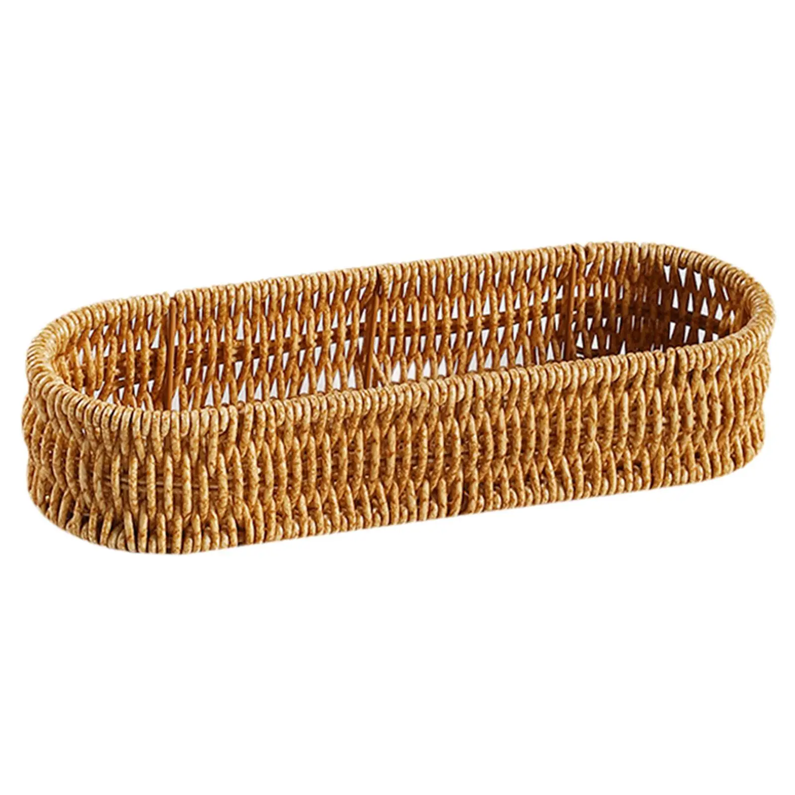 Handmade Wicker Storage Basket Braided Organizer Box Rectangular Bread Basket for Indoor Countertop