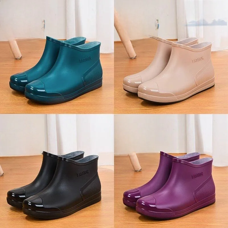 

Women's Short Rain Boots Fashionable Adult Indoor Outdoor Slip-On Water Shoes Anti-Slip Waterproof Soft Bottom Wear-Resistant