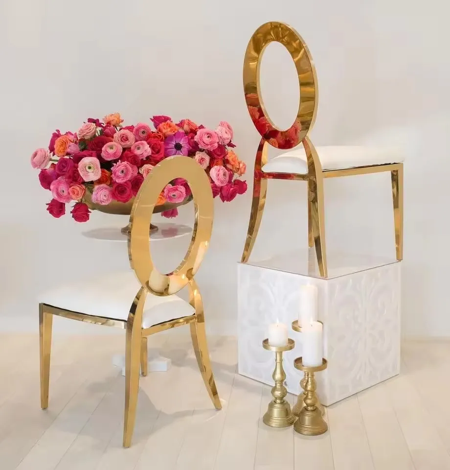 6pcs/80pcs)New Design Elegant Gold Stainless Steel Shining Wedding Chiavari Chair