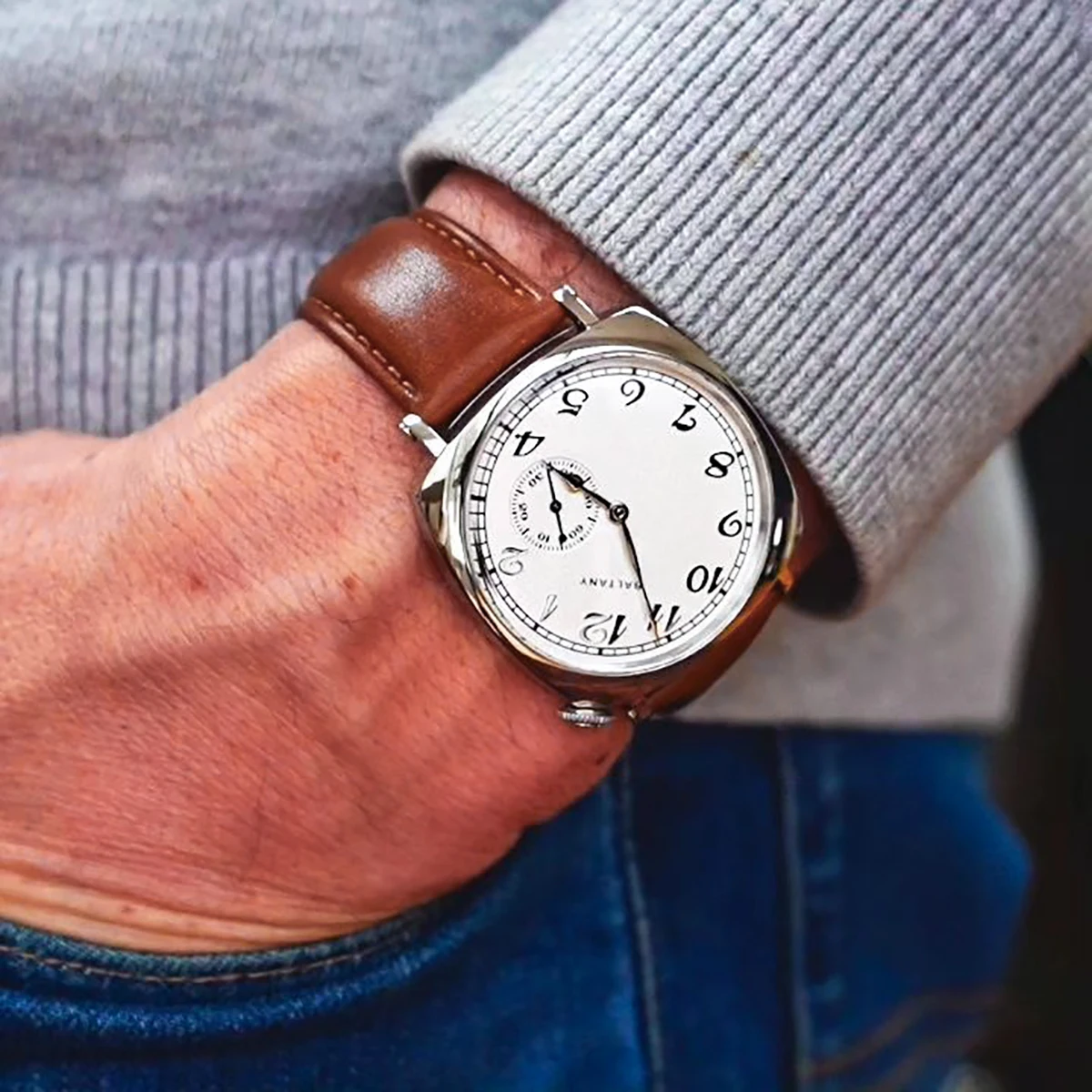 Baltany-Montre mécanique automatique pour homme, classique, cuir saphir, étanche, 5 bars, rétro, décontracté, luxe, Reloj H, 1921