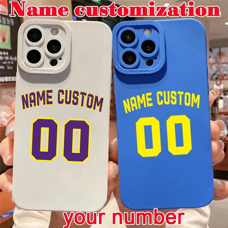 Custom Basketball Number Name Letter DIY Case for iPhone 11 13 12 14 15 16 Pro Max Cover Silicone Funda for iPhone 16 Plus XS XR