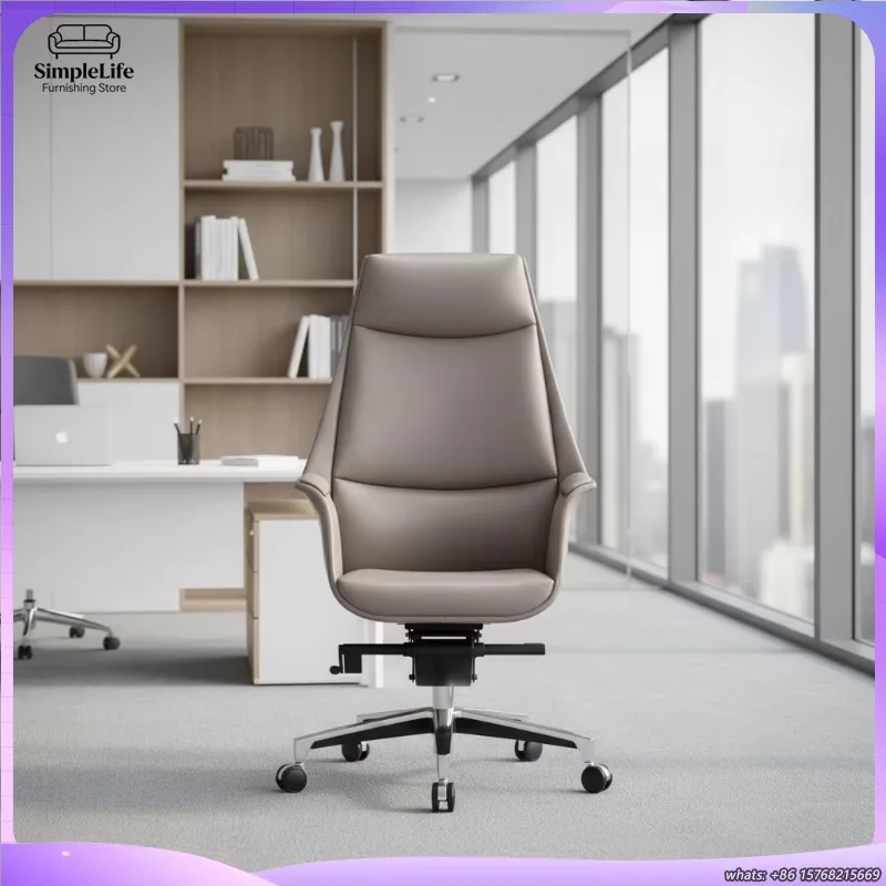 

Modern Leather Executive Office Chair with 3-Position Recline Lock Height Adjustable Seat Suitable for Home Office and Living