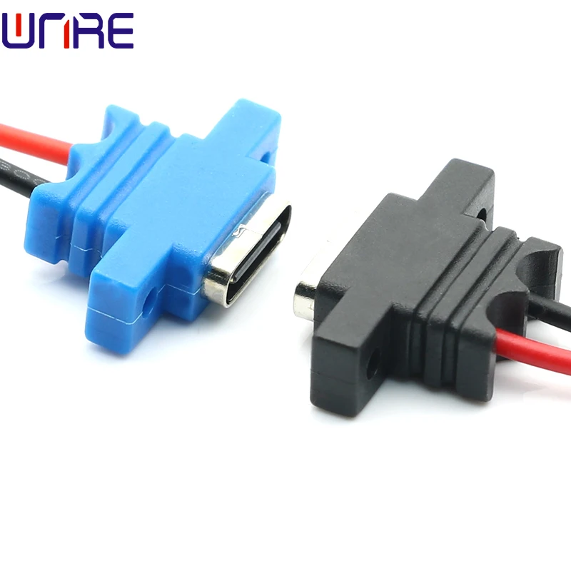Type-c-00100 Upper And Lower Locking Screws 2P Fast Charging Data Cable USB Connector Female Socket Power Connection Port Socket
