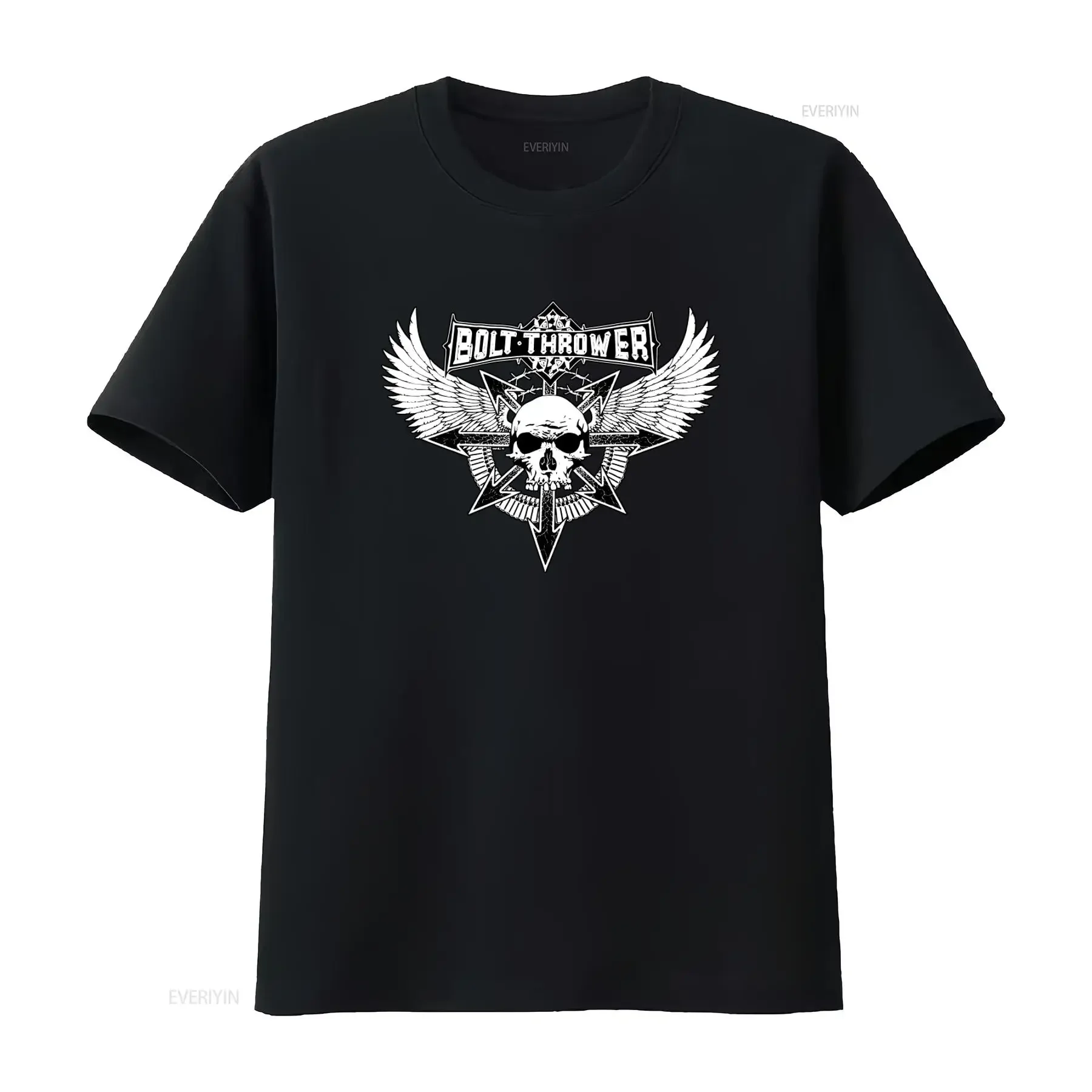 Bolt Thrower Skull Wings Star T Shirt Rare Old School Death Metal Band vintage Washed Soft Versatile homme Breathable