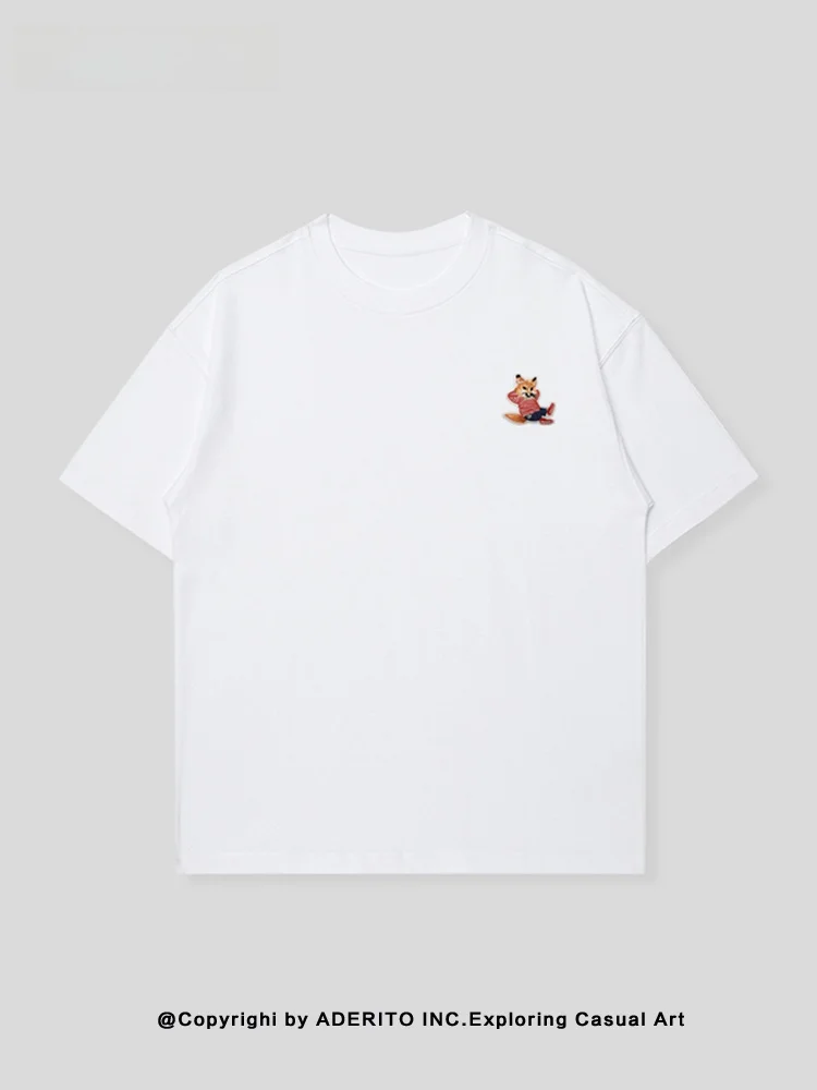 

Футболка свободного кроя с вышивкой, короткий рукав, круглый вырез, повседневная одежда для мужчин, летняя, дышащая, удобная, молодежная, модная.