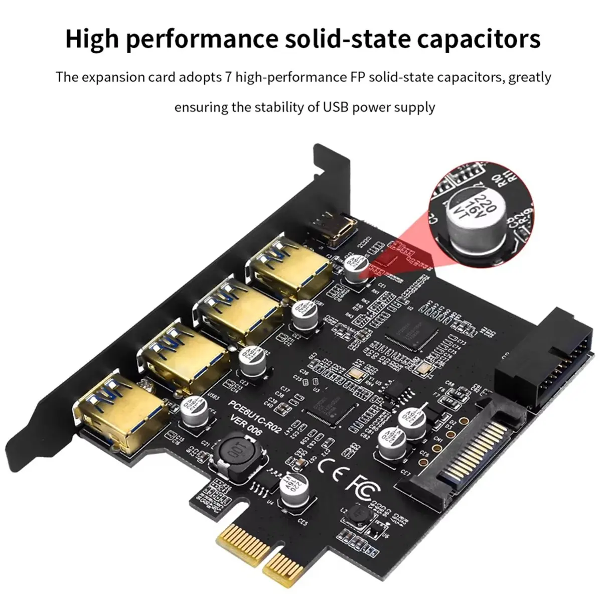 A40I USB 3.0 PCI-E Type C Expansion Card PCI-E 1x to USB 3.0 Controller 4Port USB 3.0 + 1Port USB 3.1 PCI-E Card Adapter
