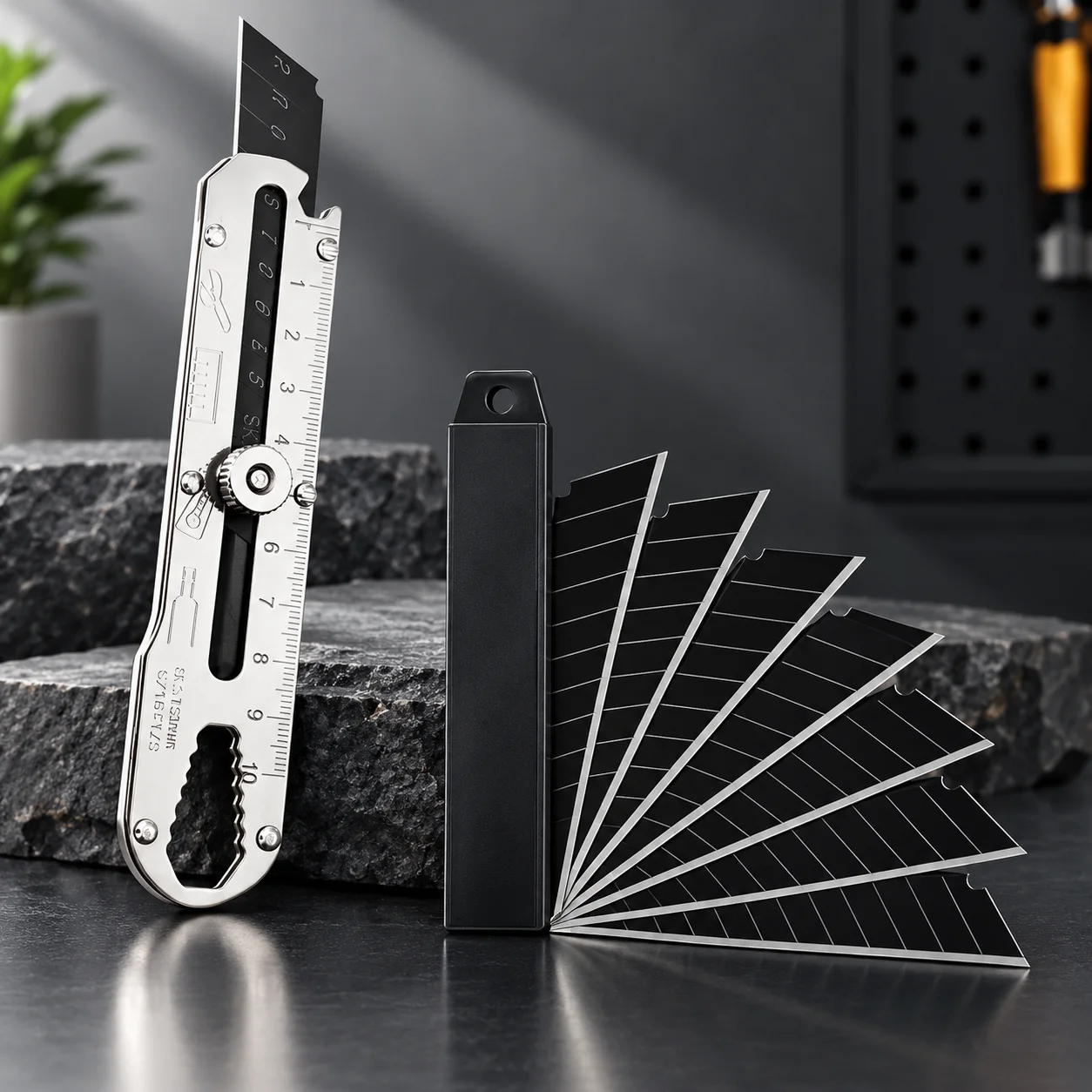 10/100 Stück, 100 mm x 18 mm, Ersatzklingen für Universalmesser, aus Kohlenstoffstahl, schwarz, zum Basteln, für Büroarbeiten und zum Schnitzen. – Detail 1