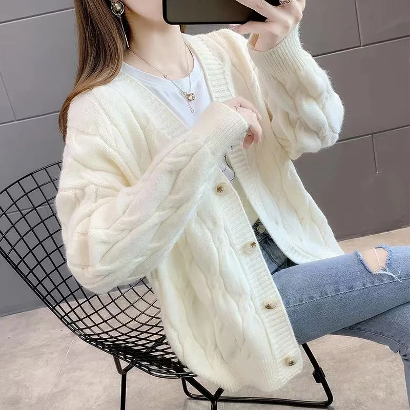 Women\'s Knitted Cardigan Sweater 2024 New Loose Fashion Autumn Single-Breasted Casual Knitted Sweater Jacket Coat Women Tops