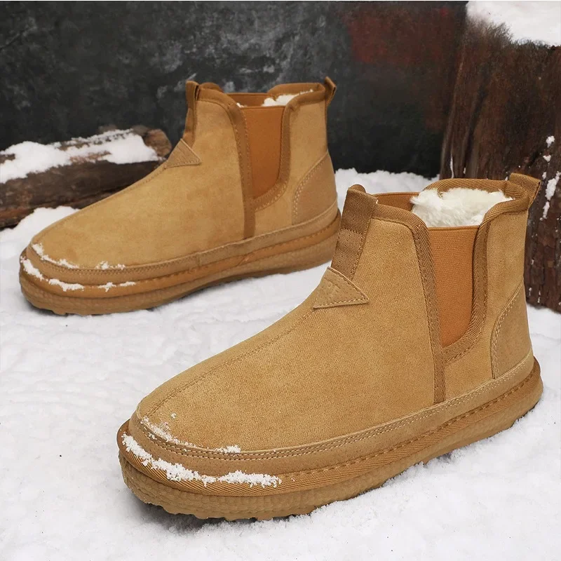 

Men’s Boots Men‘s Shoes Plus Velvet Warm Soft Shock Absorption Winter Snow Hard Wearing Lace-up Male Boots Zapatos Para Hombre
