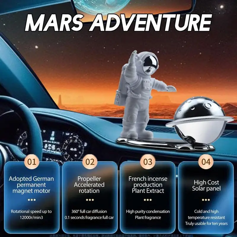 Solar Car Fragrance Autorotation Aroma accessori Solar Rotating Air Fragrance Oil diffusori Astronaut Planet profumo