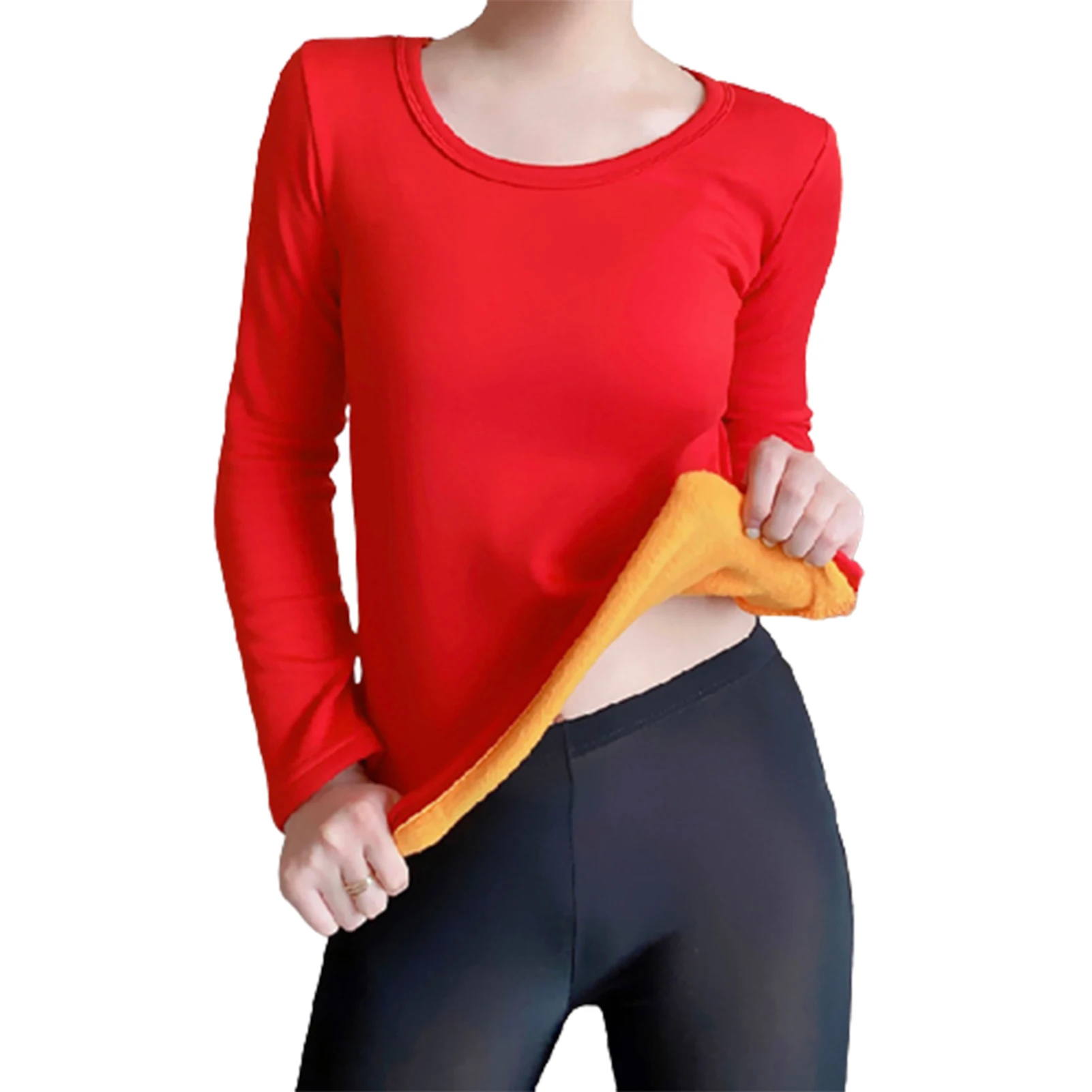 Women's Thermal Shirts Fleece Lined Winter Slim Fitted Long Sleeve Undershirt for Skiing Running and Workout