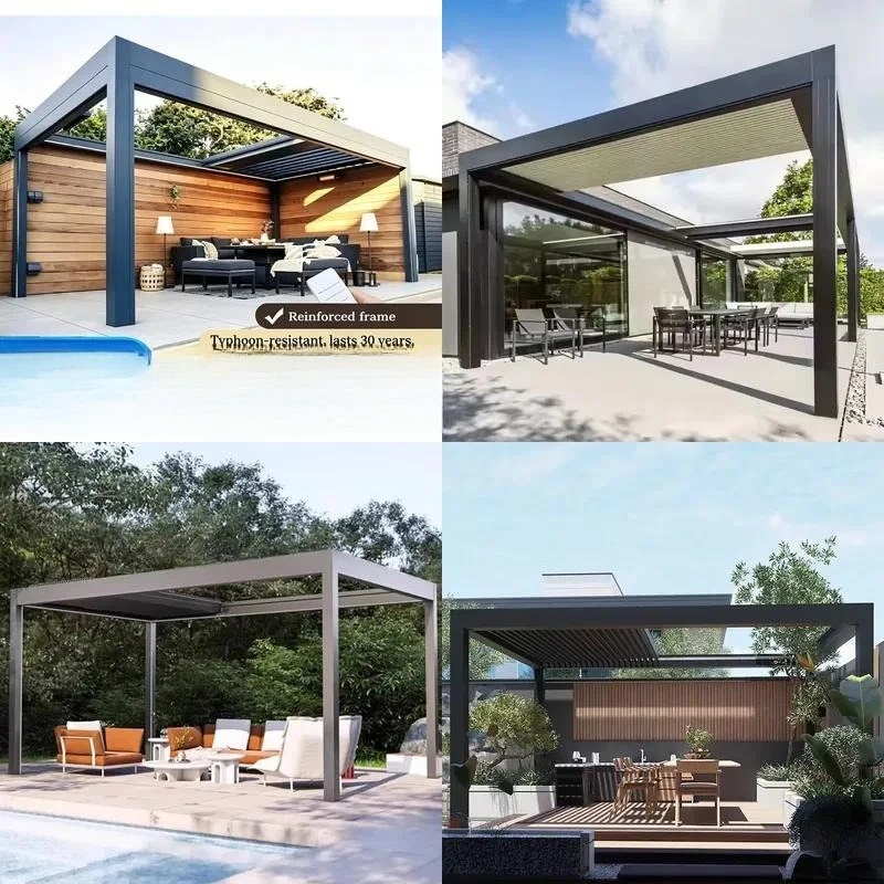 4x3m Bioclimatic Pergola Gazebo Waterproof Folding Roof Backyard Terrace Sunroom Tent Outdoor Garden Awning Marquees