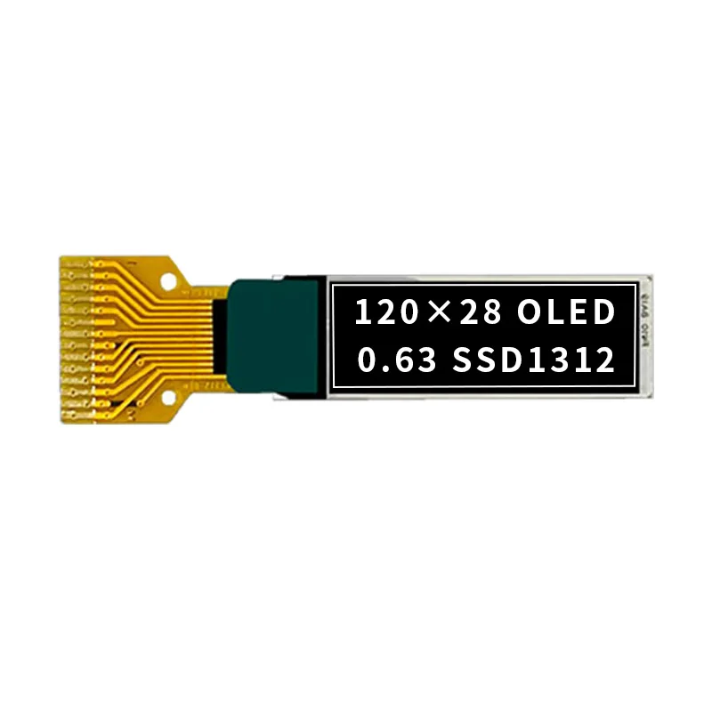 (5Pcs) 0.63 inch OLED Display 120*28 Dot Matrix SSD1312 Drive Smart Wearable Data Cable Screen IIC Interface 14Pin