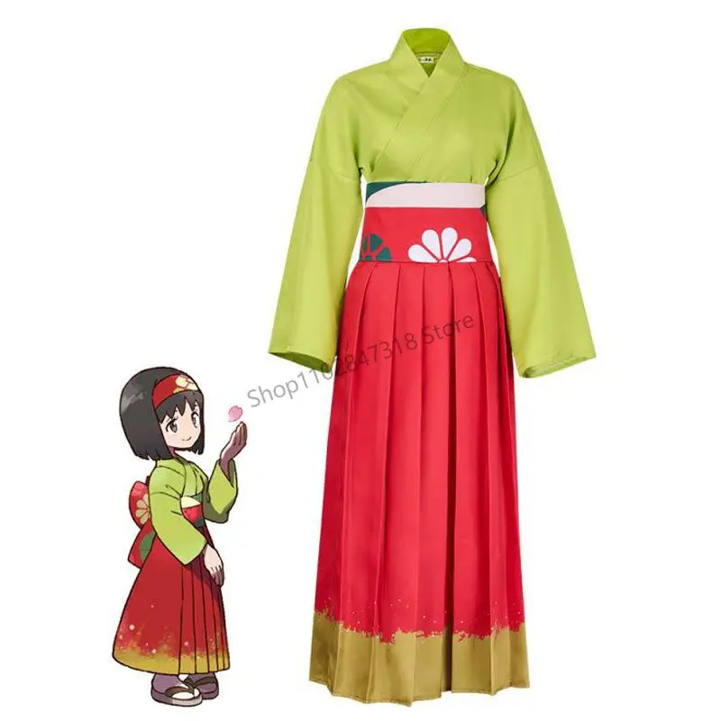 Game Costumes Erika Cosplay Kimono Set And Headband Celadon City Gym Leader Anime Clothing Halloween Party Dressing Up