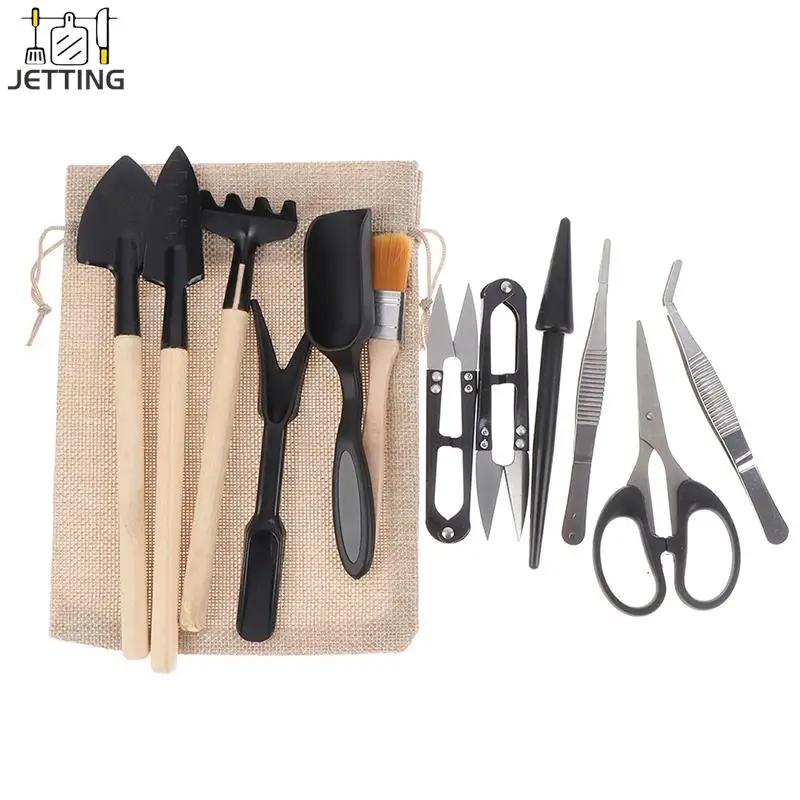 13pcs Mini Garden Hand Tools Transplanting Outdoor Bonsai Tools Shovels Planting Flower Succulent Miniature Gardening Tools