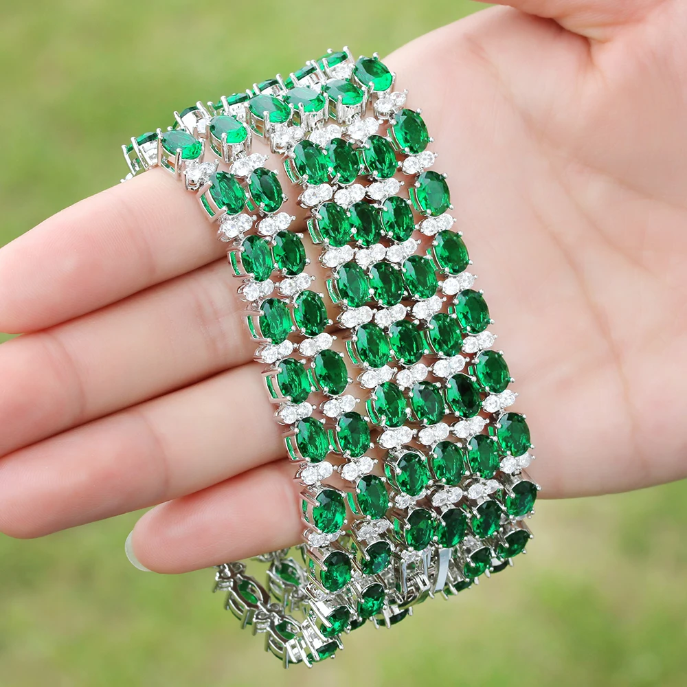 New Designer Emerald Gemstone Bracelet for Women Fashion 925 Silver Bracelet Charm Wedding Jewelry Wholesale