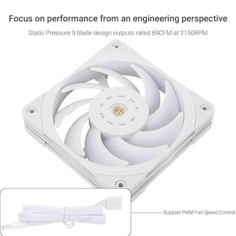 Thermalright TL-B12W 120mm ventilateur CPU ventilateur de boîtier d'ordinateur contrôle PWM 2150 tr/min Performance de pression statique S-FDB ventilateur de refroidissement à roulement