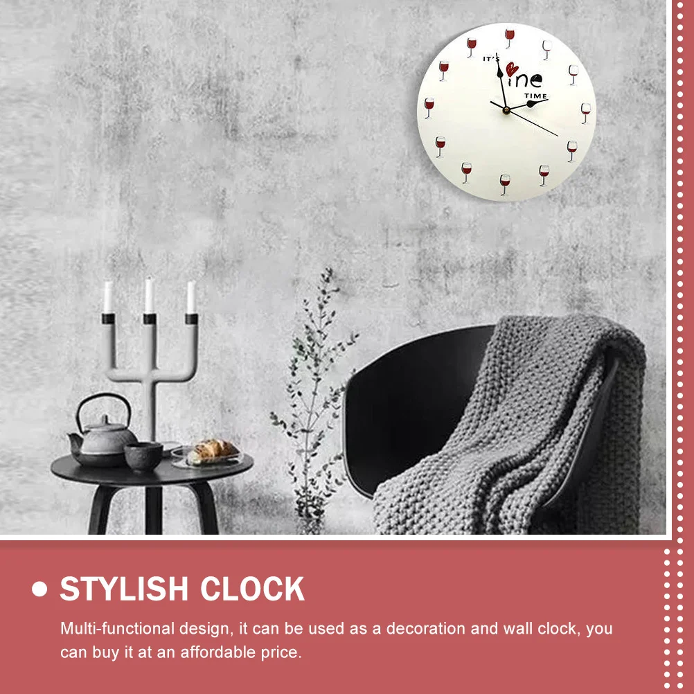 

European Wine Cup Pattern Acrylic Wall Silent Hanging Clock For Living Room Bedroom Home Decor Stylish Household Timepiece Mute