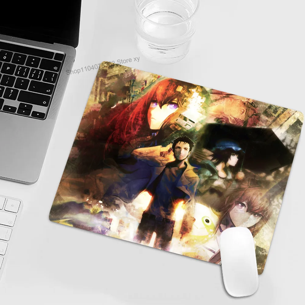 Steins Gate Mousepad RGB Small Size Gaming Mouse Pad With LED Light Desk Mat Super Smooth Non-slip Rubber Bottom