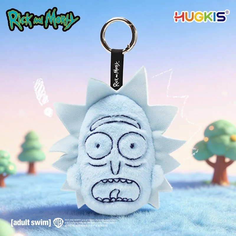 HUGKIS Official Licensed Rick And Morty Keychains Stuffed Cartoon Character Bag Pendant Key Ring Charm Gift