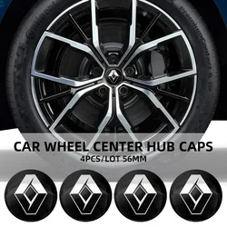 4pcs 56mm Car Wheel Center Hub Cap Rim Cover Emblem Sticker  For Renault Clio Laguna 2 Megane 2 3 Duster Logan Captur Emblems