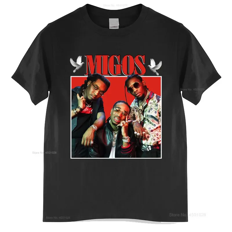 Migos 90s Vintage Unisex Black Tshirt men t shirt cotton tshirt men summer fashion t-shirt euro size