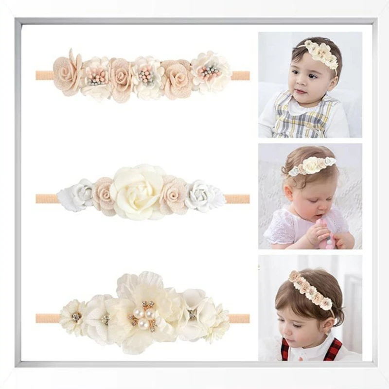 Baby Girls Headband Elegant Hairband for 0-3Y Children Girl Elastic Flower Headdress Infant Photo Props Hair Accessories