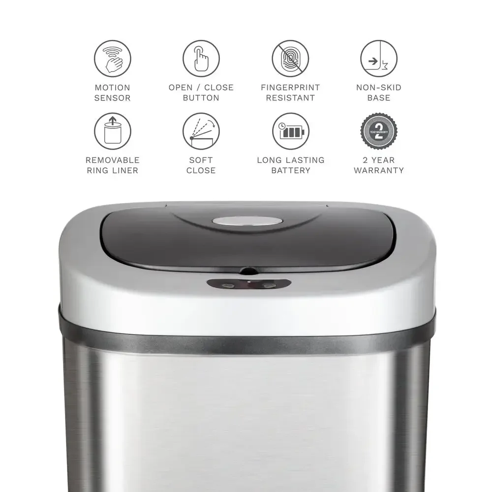 Touchless Motion Sensor Trash Can 21.1 Gal Stainless Steel Automatic Open & Close Fingerprint Resistant Soft Close Technology