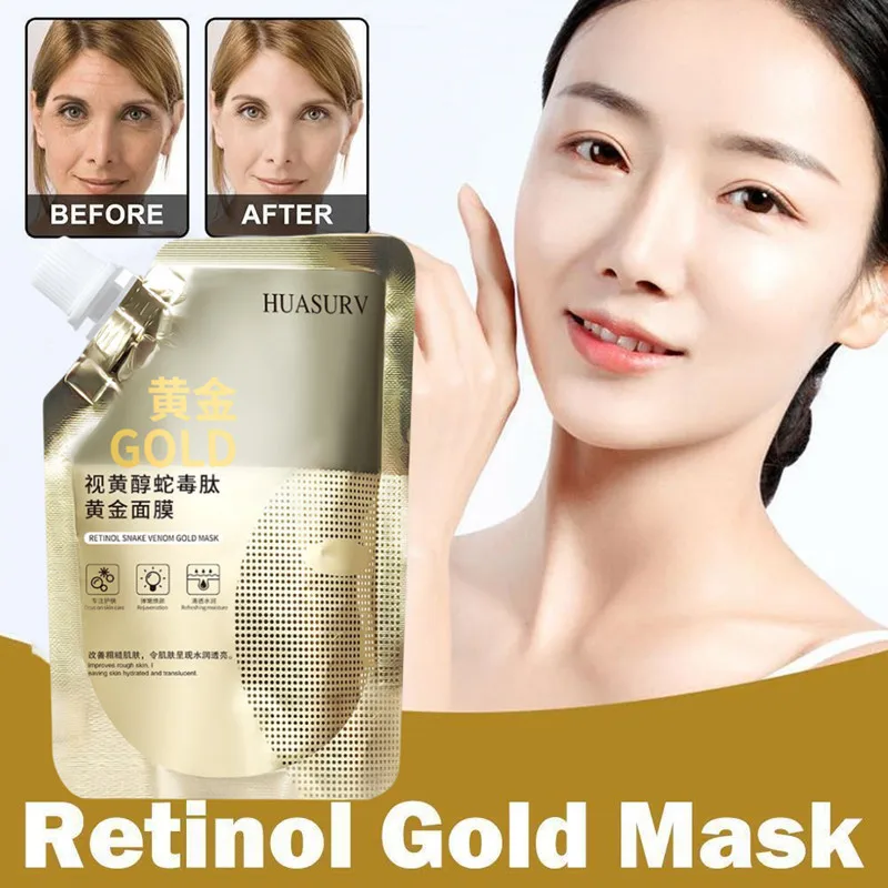 2PCS Retinol Snake Venom Peptide Gold Mask Moisturizing Skin Care Clear Moisturizing Anti-aging Oil Control Mask Skincare