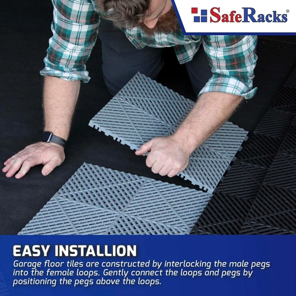 Azulejos de piso de garaje entrelazados acanalados: pisos de polipropileno modulares ventilados, autodrenantes, antideslizantes, ideales para garajes