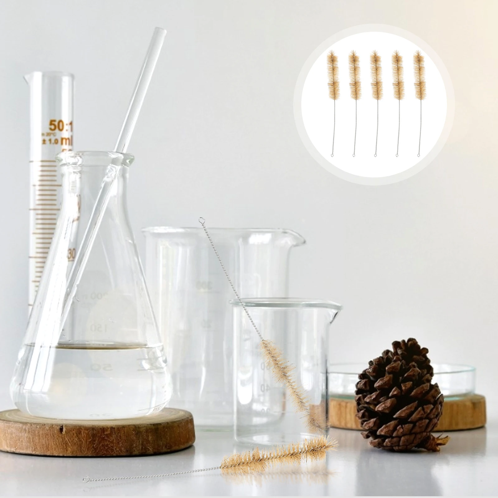 

10pcs Tube Brush Safe Cleaning Brush Cleaning Chemical Bottle Brushes Tube Cleaners Nylon Pig Bristle