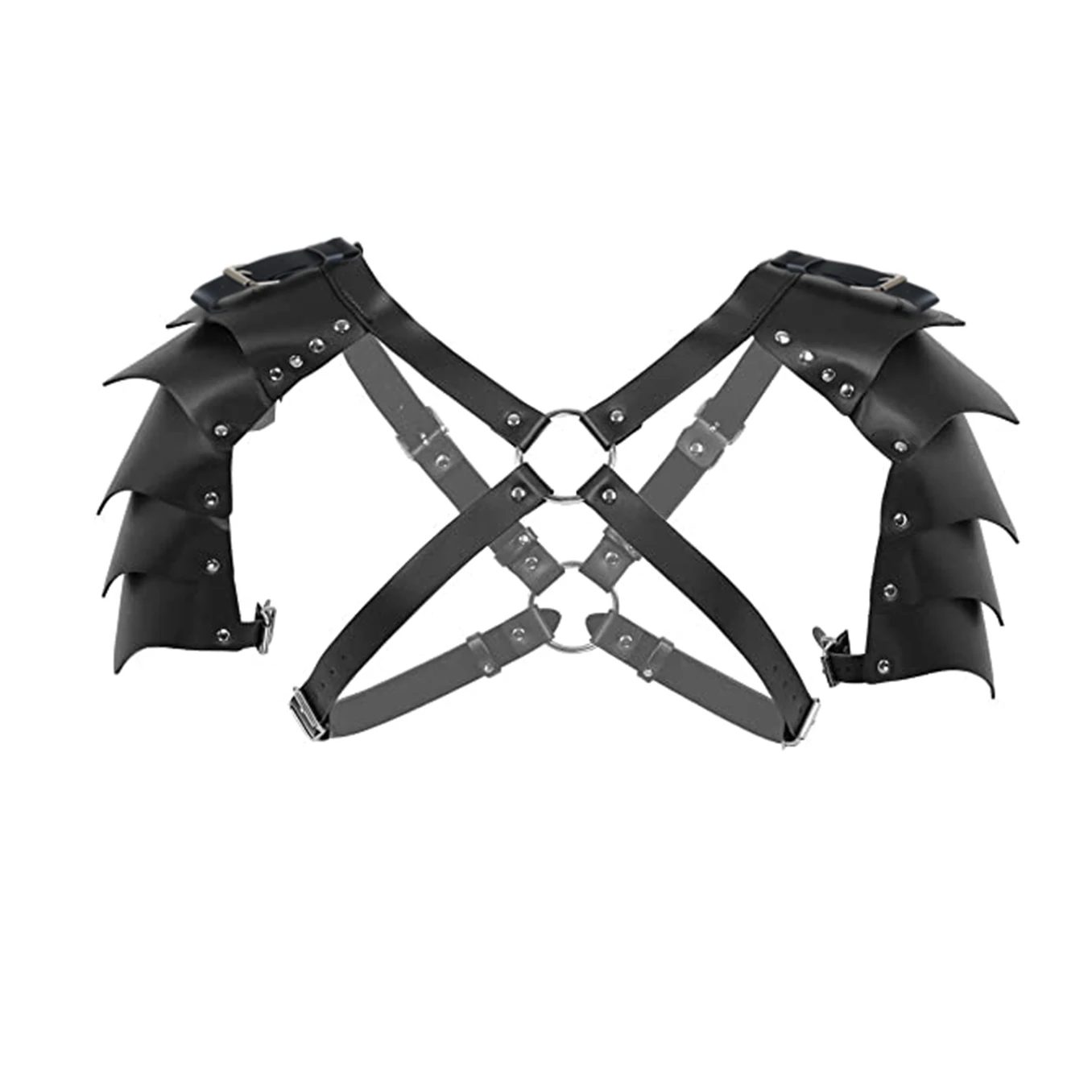 Mittelalterliches Kostüm Cosplay Zubehör Vintage Gothic Leder Harness Gürtel Spaulder Pauldrons Viking Ritter Gladiator Schulterpanzer – Detail 9