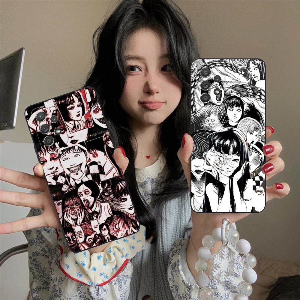 Junji Souichi Painting Mobile Cell Phone Case for Samsung Galaxy A91 73 71 70 54 53 52 34 24 23 21 S 5G Black Phone Cover Shell