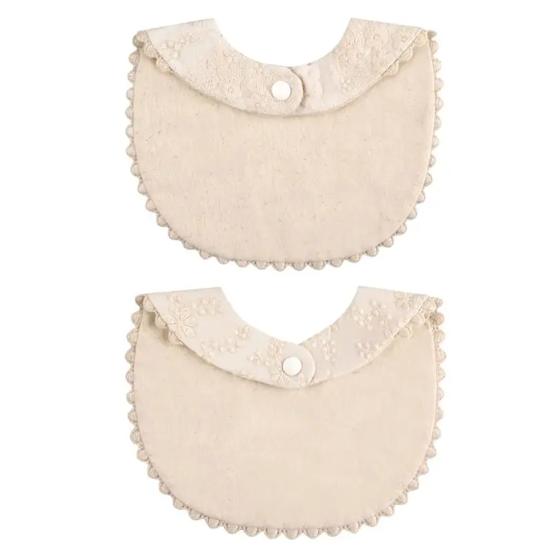 Cute Baby Bib Saliva Towel 360°Rotate Absorption Bandana Bibs Burp Cloths Soft and Absorbent Beige Cotton image 3