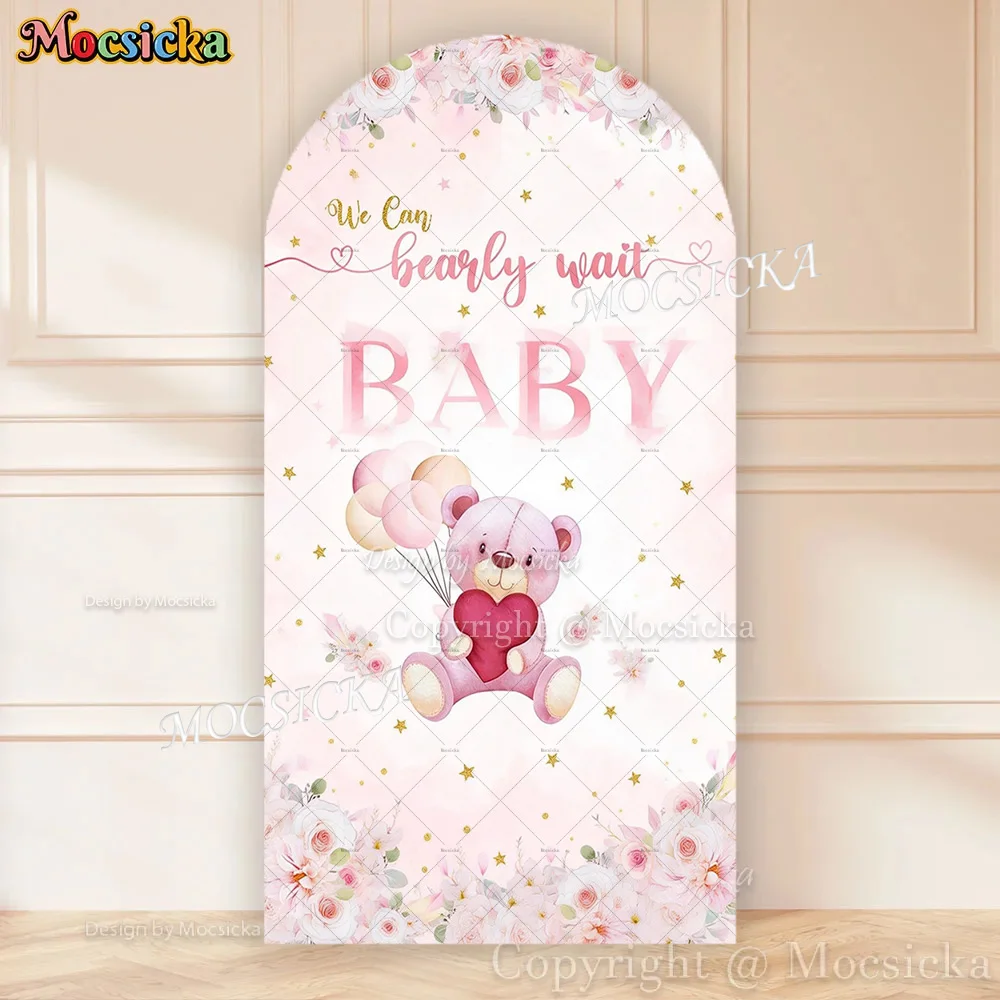 

Фон для фотосессии на первый день рождения девочки Mocsicka Bear, «Мы почти несмываемо ожидаем», розовый цветочный фон с воздушными шарами