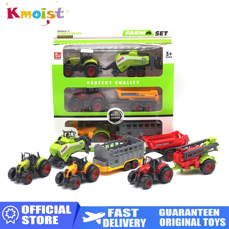 Farmer Car Alloy Car Tractor Harvester Model Mini Vehicle Diecast Farm Tractor Cars Carriage Set Collection Kids Toys for Boys