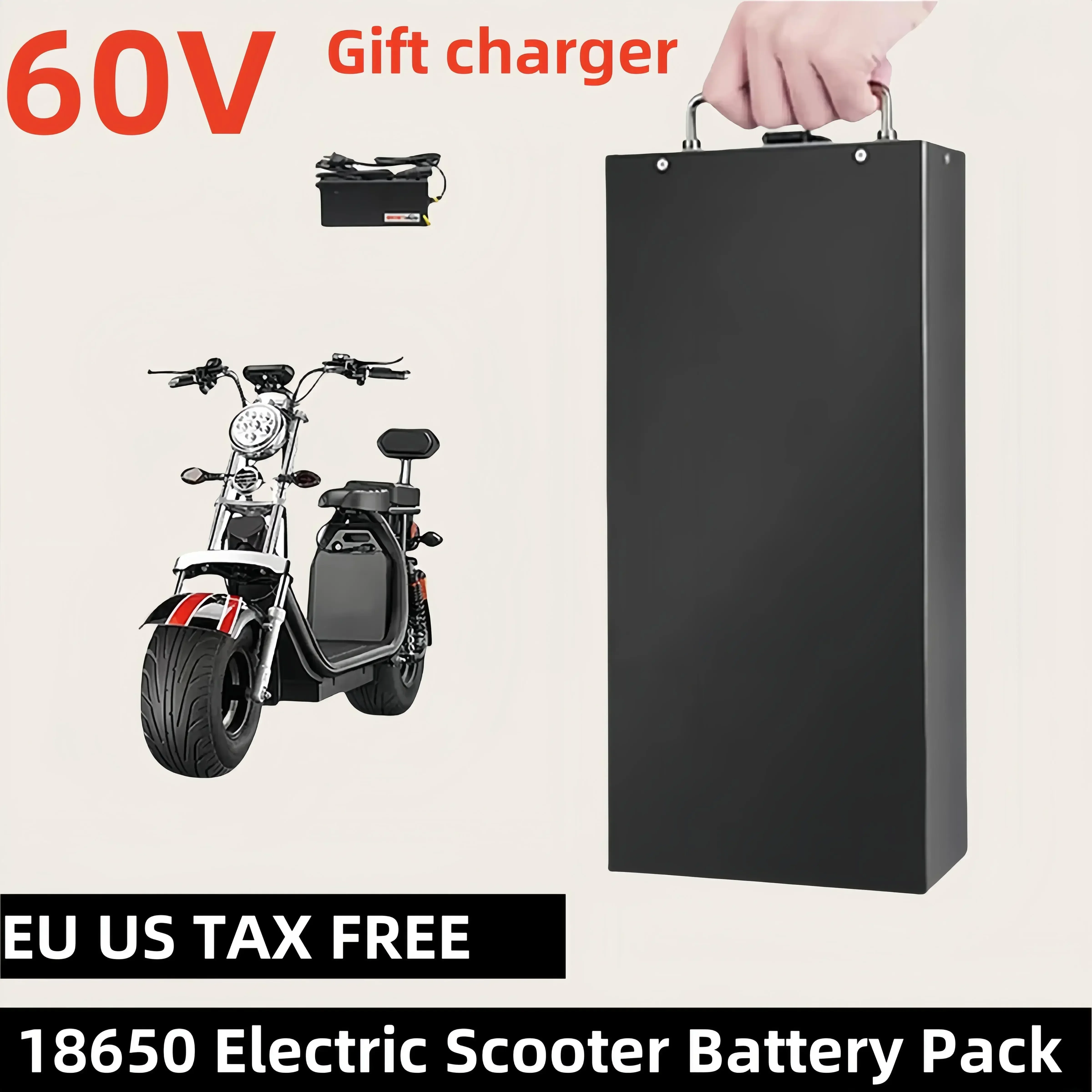 

Original 60V 20Ah - 60Ah 18650 Electric Scooter Battery Pack for 250W~1500W Motorcycle + 67.2V Charger ,60V Harley battery