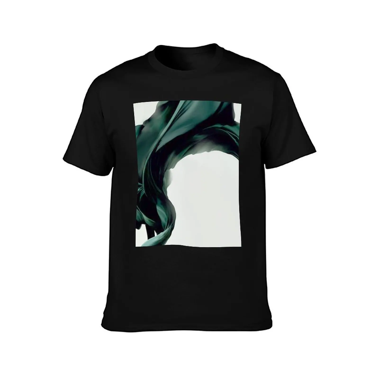 Abstract Emerald Green Silk T-Shirt, Summer Casual Cotton Tee, Oversized Streetwear Tops, Vintage Graphic Print, 100% Cotton